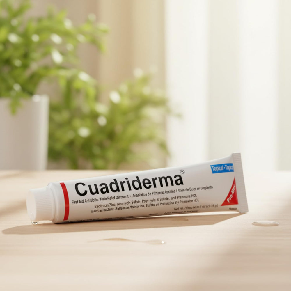 Cuadriderma aplicándose en la piel demostrando protección rápida y práctica