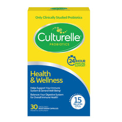Culturelle frasco frontal mostrando marca y beneficios para el equilibrio digestivo