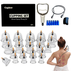 Cupluw set completo frontal mostrando todas las copas y accesorios, facilita terapia adaptable