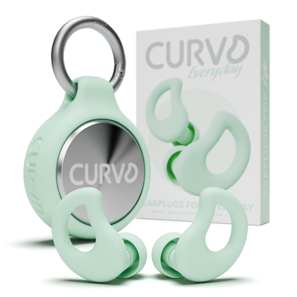 CURVD tapones frente del empaque mostrando color menta y beneficios