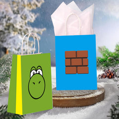 Daapiishuu bolsas Super Bros en una mesa de fiesta mostrando organización