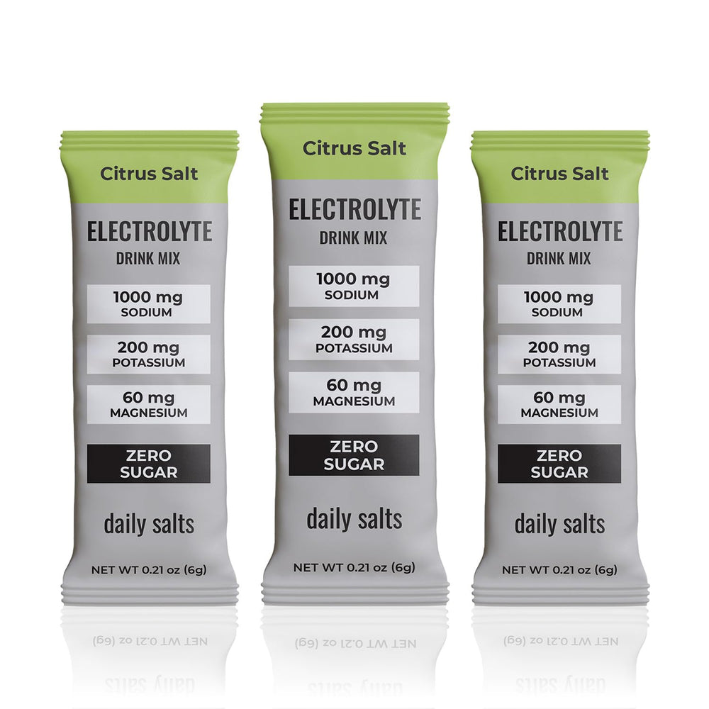 daily salts frente del empaque mostrando 30 sobres y beneficio de conveniencia