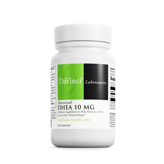 DAVINCI frasco frontal mostrando etiqueta clara y beneficio de equilibrio hormonal