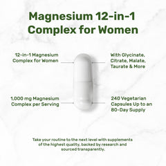 DEAL SUPPLEMENT etiqueta con lista de 12 formas de magnesio y beneficios