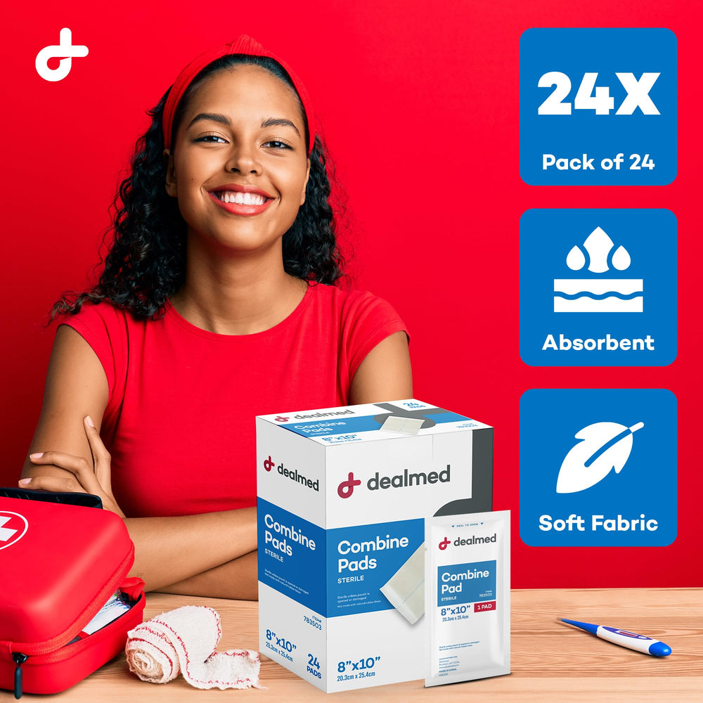 Bandeja abierta con 24 pads Dealmed lista para uso clínico y reposición rápida