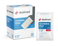 Dealmed empaque frontal mostrando 20 almohadillas y fácil identificación