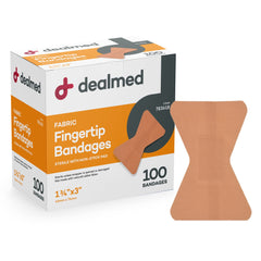 Dealmed empaque frontal muestra 100 vendajes, ideal para hogar y trabajo