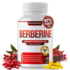 DECENT NATURE envase frontal de berberina 1800 mg que transmite pureza y confianza