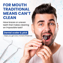 Dental Duty raspador en mano eliminando sarro visible con control
