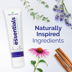 Dental Herb Company etiqueta con lista de ingredientes botánicos y transparencia del producto