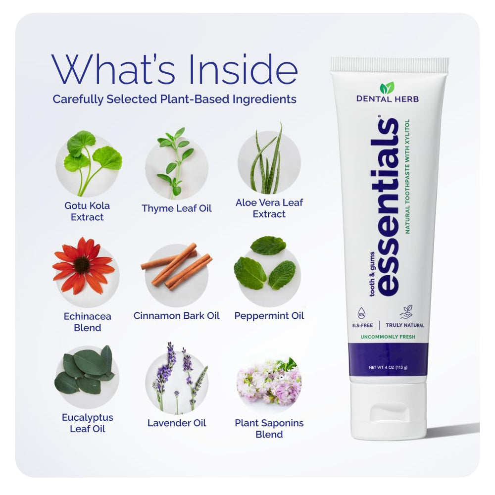 Dental Herb Company tres tubos colocados para mostrar cantidad y conveniencia del pack
