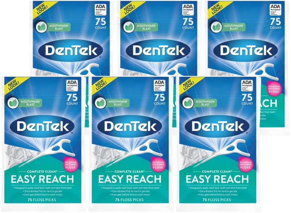 DenTek envase frontal mostrando 75 unidades y beneficio de suministro prolongado