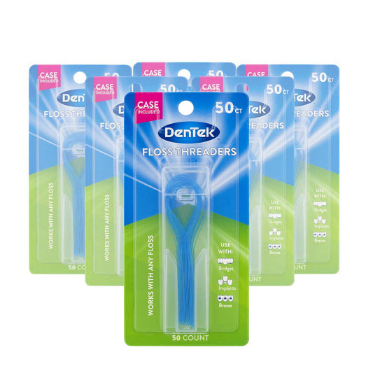 DenTek empaquetado frontal mostrando cantidad y diseño, organización práctica