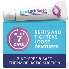DENTTACH frontal del empaque mostrando la presentación y duración de hasta 7 días