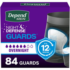 Depend vista frontal del empaque que indica protección nocturna