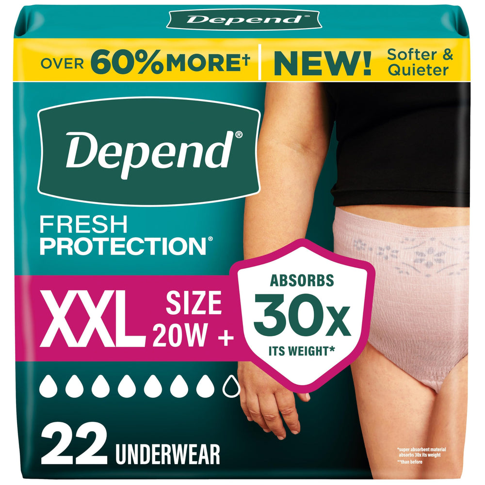 Depend paquete frontal blush XXL mostrando diseño y cantidad
