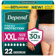 Depend paquete frontal blush XXL mostrando diseño y cantidad