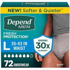 Depend paquete frontal mostrado, visual claro del empaque y cantidad de unidades