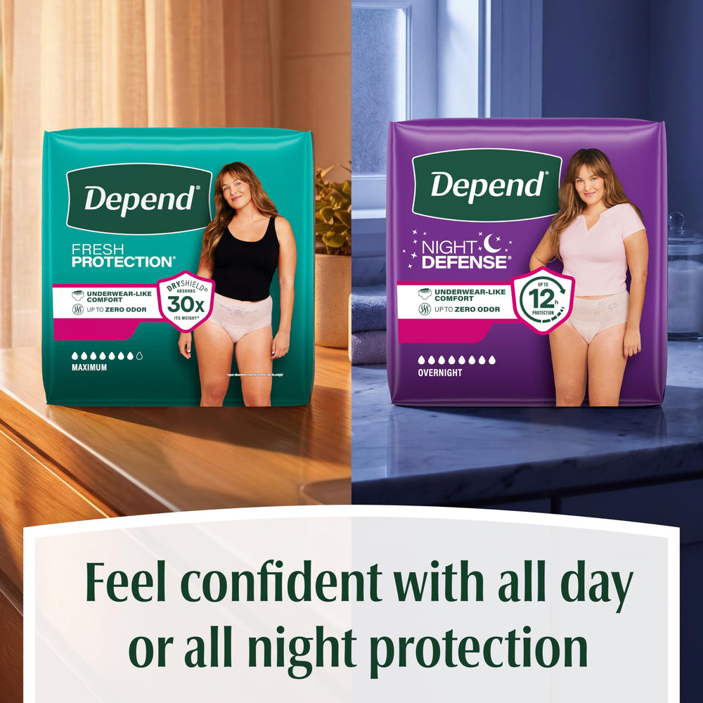 Depend paquete abierto con 28 unidades que ilustra cantidad incluida