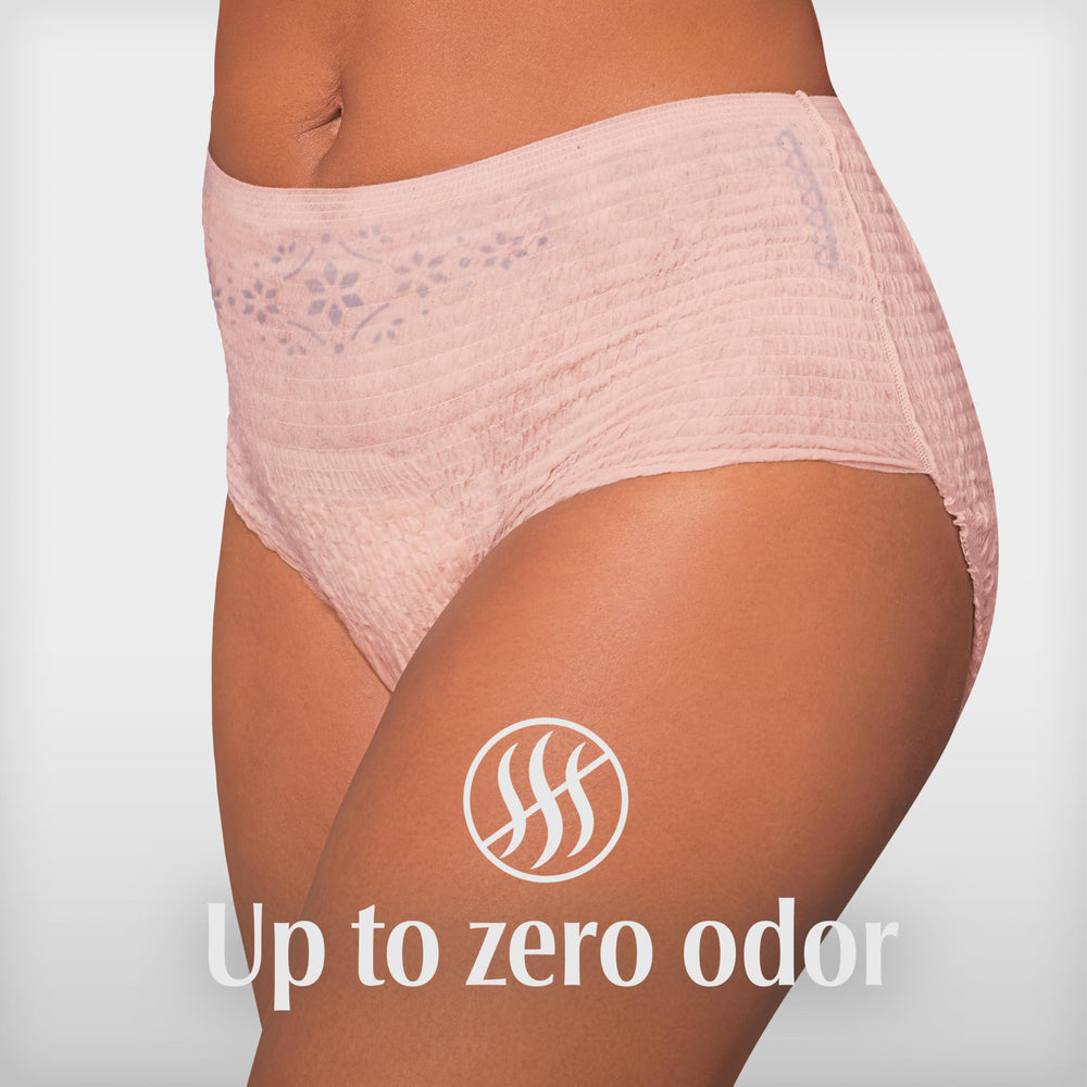 Depend uso posparto: mujer relajada con protección absorbente y cómoda
