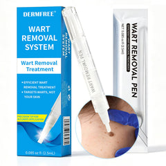 DERMFREE empaque frontal mostrando el pen y beneficios portátiles