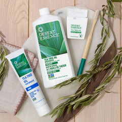 Desert Essence en baño o cocina, aspecto natural y estilo de vida saludable