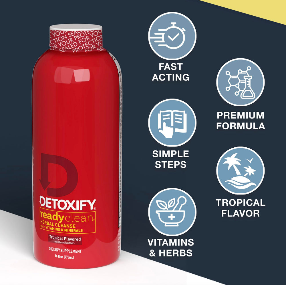 Detoxify botella con sticker incluido realzando identidad de marca