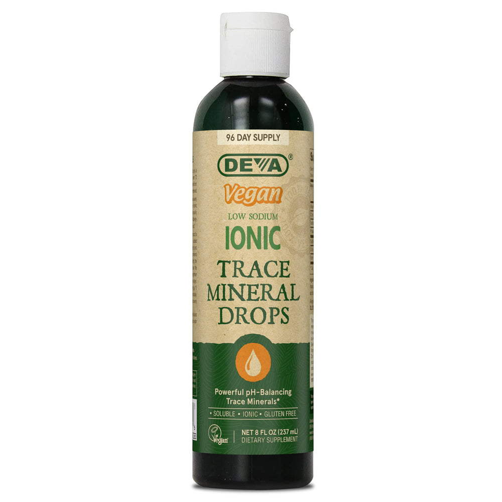 Frasco frontal DEVA con etiqueta clara y beneficios visibles