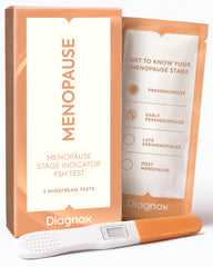DIAGNOX HEALTH kit frontal mostrando embalaje y dos pruebas, claridad rápida