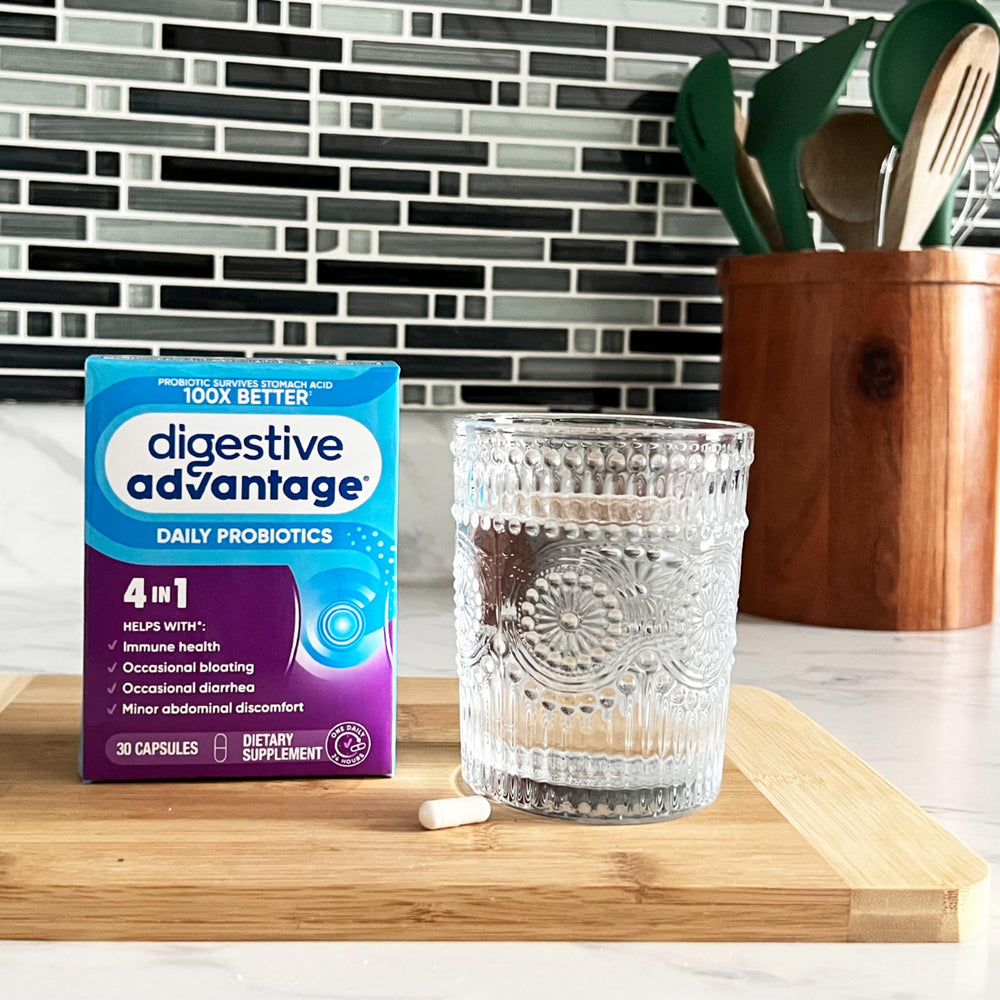 Escena de bienestar con Digestive Advantage integrándose en estilo de vida