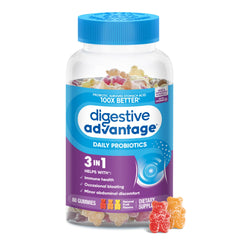Digestive Advantage frasco delantero mostrando etiqueta y beneficios claramente