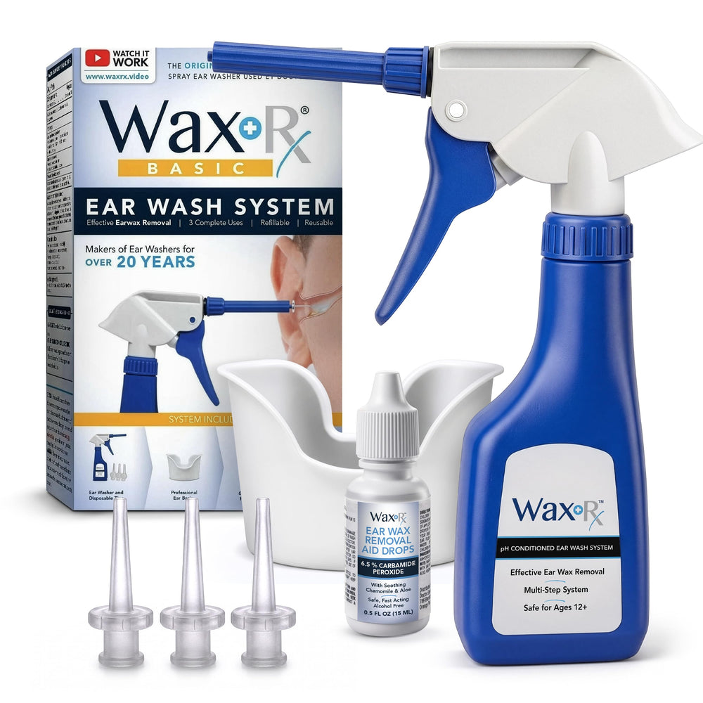 Doctor Easy frontal del kit Wax-Rx mostrando botella y empaques, limpieza profesional a domicilio