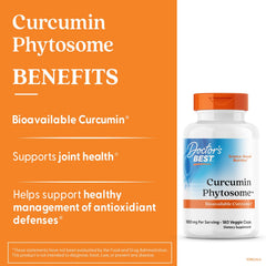 Primer plano de cápsula Doctor's BEST curcumin phytosome mostrando textura y tamaño