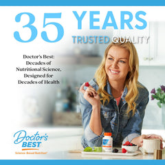 Doctor's BEST comparación de tamaño con monedas y cápsulas, dosis clara