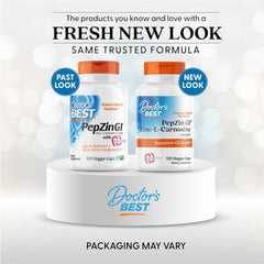 Doctor's BEST cápsulas veganas mostrando tamaño y textura, fácil ingestión