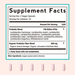 Etiqueta nutricional Doctor's Recipes con listado de cepas y prebióticos