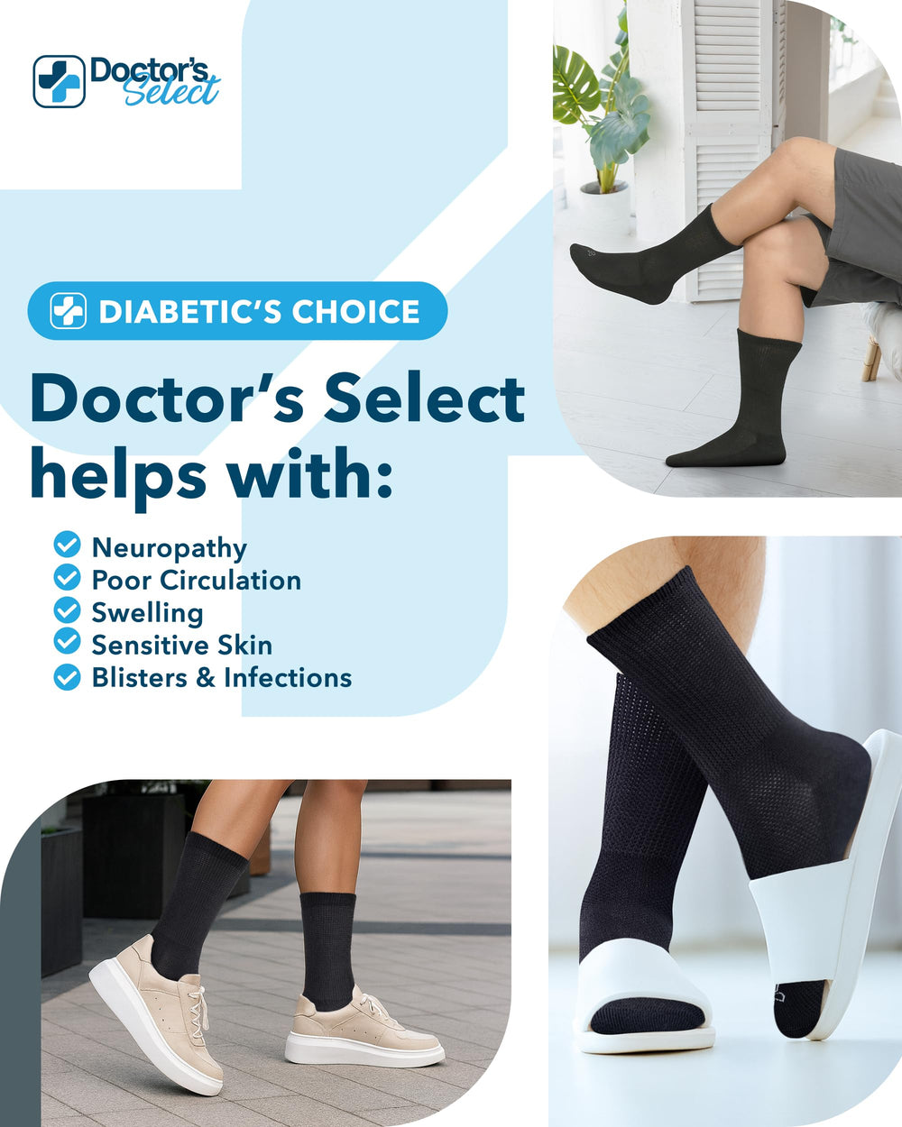 Doctor's Select calcetín puesto con zapato casual para caminar cómodo