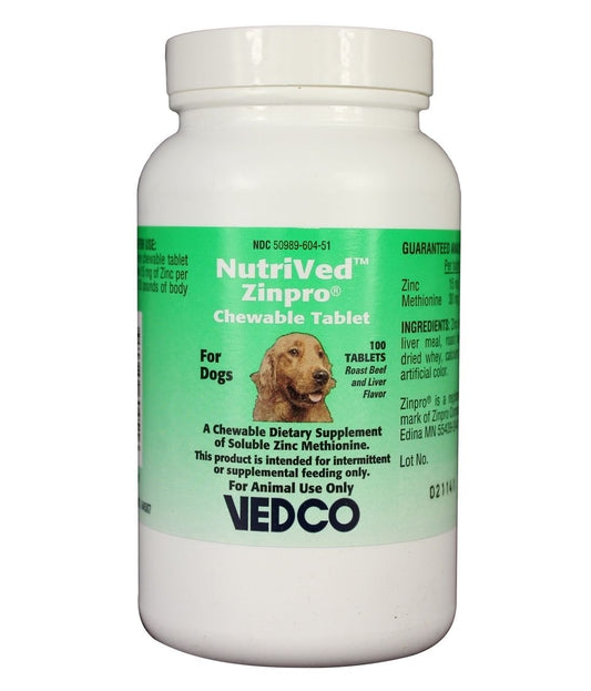 Dog for Dog NutriVed ZinPro, tabletas masticables para perros, apoyo diario de zinc.