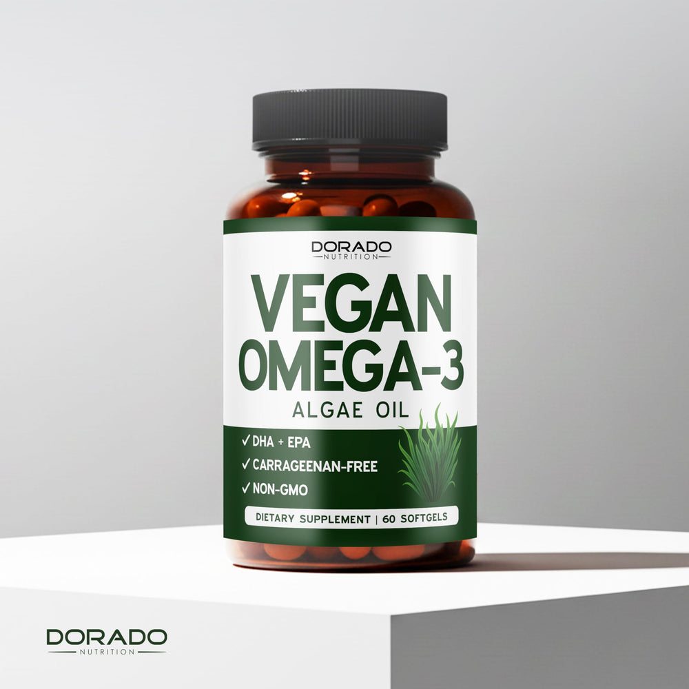 DORADO NUTRITION botella abierta con cápsulas listas para tomar