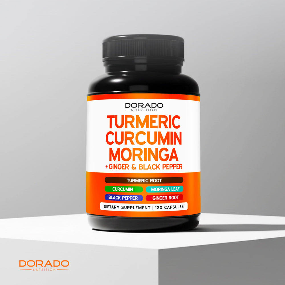 DORADO NUTRITION polvo de cúrcuma en textura, evidencia de ingredientes naturales