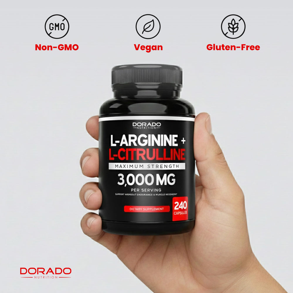 DORADO NUTRITION bote junto a ropa de entrenamiento para uso antes de ejercicio