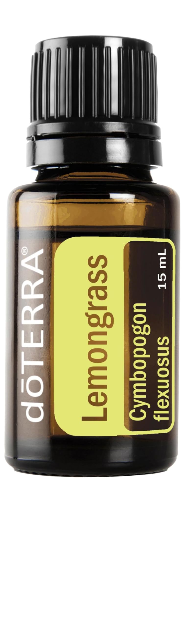doTERRA botella frontal de Lemongrass mostrando presentación y frescura