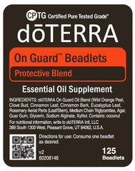 doTERRA comparación de tamaño del envase y beadlets para referencia de uso