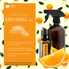doTERRA etiqueta de Wild Orange legible con información de pureza visible