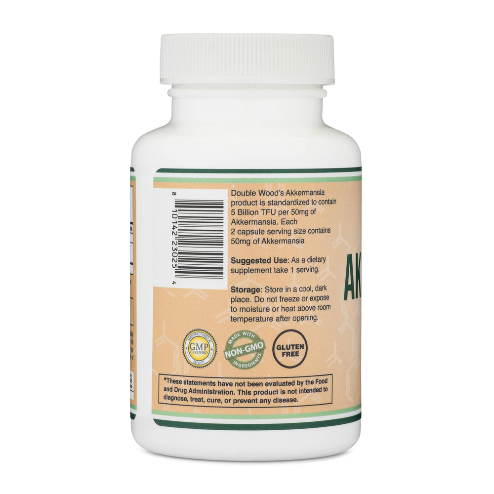 Double Wood Akkermansia 5B TFU por porción: potencia estable para uso diario.