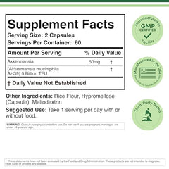 Double Wood Akkermansia botella: envase de 120 cápsulas para dos meses.