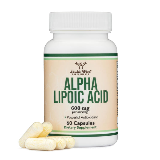 Cápsulas de Double Wood Alpha Lipoico 600 mg para uso diario
