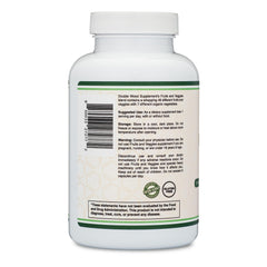 Double Wood Supplements cápsulas servidas junto a vaso de agua fácil de tomar