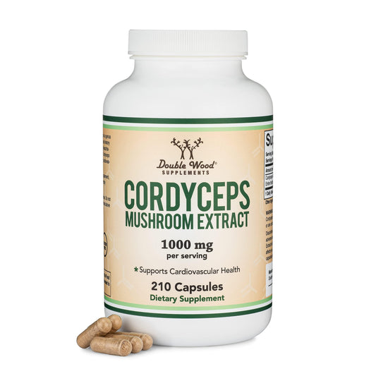 Cordyceps de Double Wood, botella de cápsulas para apoyo diario de energía