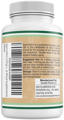 Etiqueta y panel de suplementos Double Wood con contenido verificable